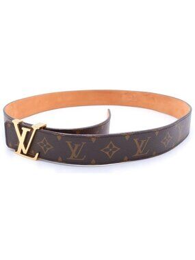 Louis Vuitton Initial Monogram Ceinture Leather Belt Brown Gold